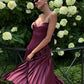 Burgundy Spaghetti Straps A-Line Long Party Dress Birthday Outfits      fg7248