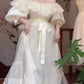 Vintage Victorian Style White Princess Dress Retro Lace Puff Sleeve  Romantic Dress     fg7265