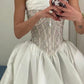 A Line Stunning Strapless Satin Wedding Dresses With Beads        fg7297