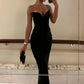 Strapless Prom Dress Black Elegant Evening Party Dress    fg7310