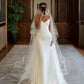 Mermaid Strapless White Satin Wedding Dresses with Pearls        fg7309