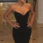 Strapless Prom Dress Black Elegant Evening Party Dress    fg7310