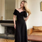 Black Off The Shoulder Prom Dresses, Ankle Length Evening Gown      fg6865