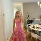 A Line Pink Lace Evening Dress New Fashion Gown     fg6864