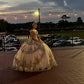 Sparkly Champagne Ball Gown Quinceanera Dress Sweetheart Birthday Party Off The Shoulder Sweet 16 Dress      fg6900