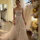 Elegant A Line Sparkly Appliques Long Wedding Dress Princess Evening Dress      fg6859