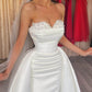 Mermaid Wedding Dresses With Detachable Skirt Sweetheart Long Sleeves Beaded With Pearls Wedding Dress    fg4119