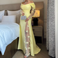 Elegant Prom Dresses Long Yellow Evening Dress Off Shoulder Formal Wedding Party Dress    fg7463