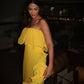 Yellow Pleated Prom Dresses Long Evening Gowns Formal Party Wear      fg3925