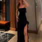 Black Srapless Prom Dress,Black Evening Dress    fg6732