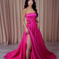 Strapless Prom Dress A-Line Slit With Pearls     fg5656