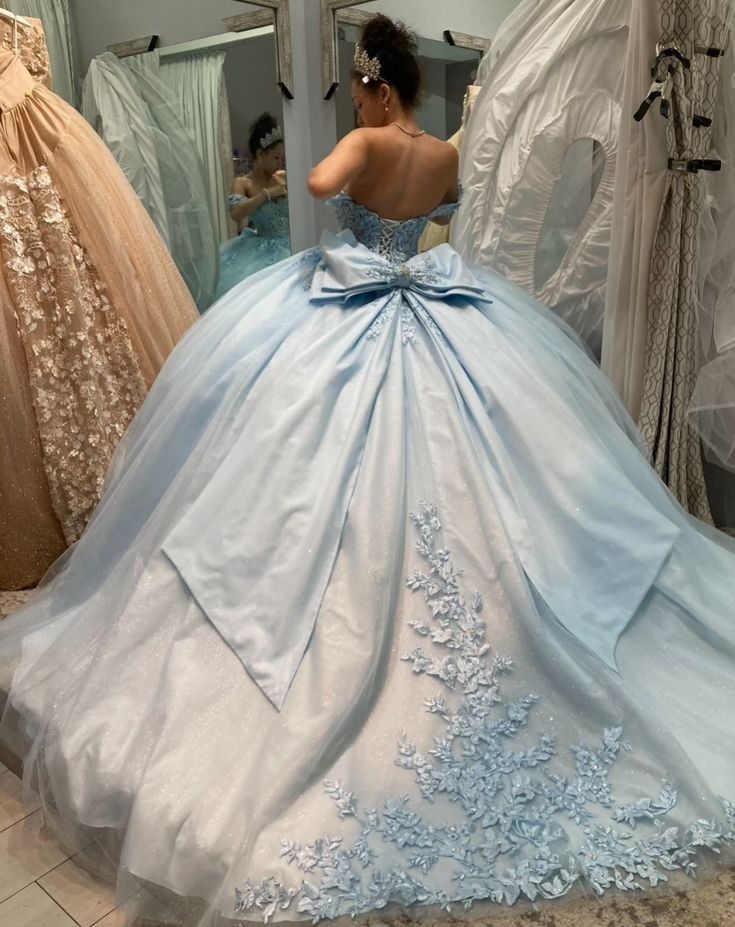 A Line Light Blue Off The Shoulder Quinceanera Dress Ball Gown      fg6546