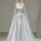 A Line White Long Satin 3D Floral Wedding Dress Bridal Gown   fg7499