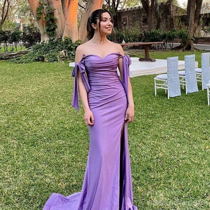 Sexy Purple Mermaid Off Shoulder Maxi Long Bridesmaid Dresses For Wedding Party    fg5654