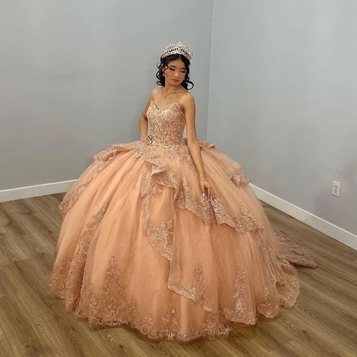 Champagne Shiny Off The Shoulder Ball Gown Quinceanera Dress Appliques Lace Beaded Birthday Party Gowns Sweet 16 vestidos       fg5679