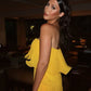 Yellow Pleated Prom Dresses Long Evening Gowns Formal Party Wear      fg3925