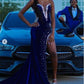 Royal Blue Mermaid Beading Crystals African Girl Prom Dresses Evening Dress       fg5563