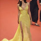 Sparkly Charming Yellow Sequin Long Prom Dresses Sexy Formal Evening Dress fg7552