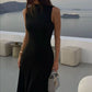 High Neck Sexy Black Evening Dress Long Prom Dresses   fg7570