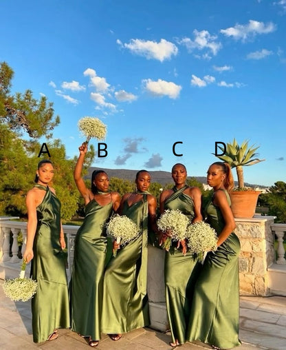 Simple Green Bridesmaids Dresses Long Evening Dress  fg7617