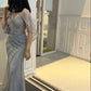 Grey Long Evening Dress Prom Dresses Formal Princess Dress        fg5594