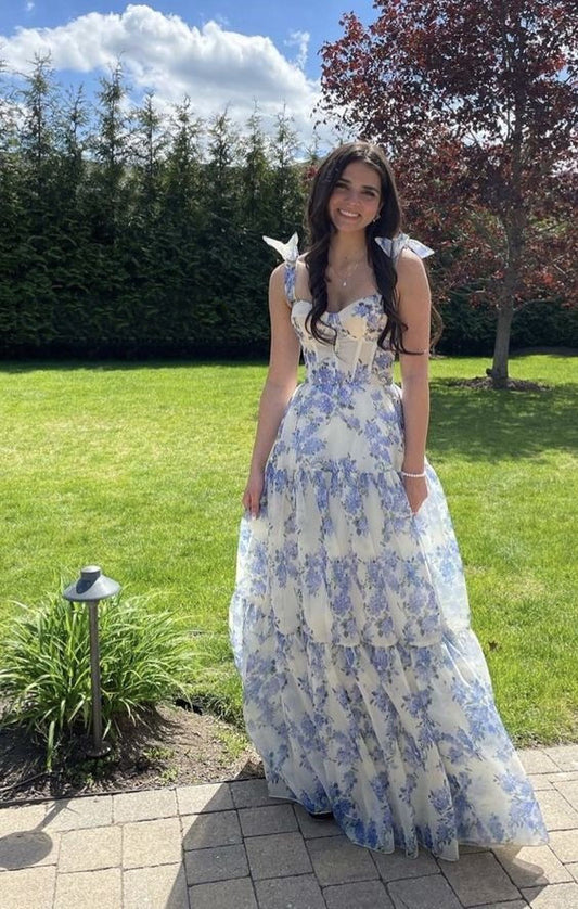 Lovely Floral A-Line Chiffon Junior/Senior Prom Dresses       fg6661