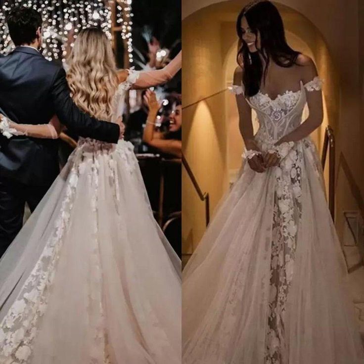 off the shoulder sweetheart applique lace long sleeves long wedding dress     fg7502