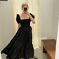 Women Square Neck Puff Sleeve Casual Midi Dress Summer Beach Prom Evening Party Dress   fg5821