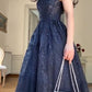 A Line Navy Blue Elegant Birthday Party Dress Long Evening Dress     fg7183