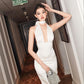 Vintage Mermaid Halter Sleeveless Satin Backless Wedding Dresses Long Prom Dress    fg7401