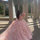 Romantic Pink Ball Gown Quinceanera Prom Dresses Sexy Lace Long Sweet 16 Dress Vestidos     fg5526