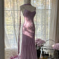 Purple Elegant Mermaid Spaghetti Strap Tulle Sequin Prom Dress Evening Gown   fg7613