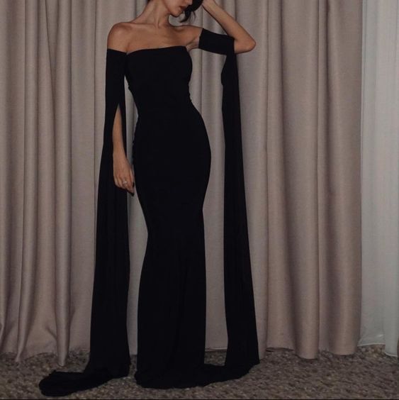 Sexy Black Long Sleeve Formal Dress Evening Dress     fg5877