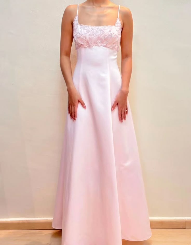 Pretty A Line Spaghetti Straps Pink Evening Dress Long Prom Dresses   fg7559