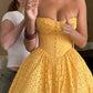 A Line Yellow Lace Homecoming Dress Short Party Dress    fg7599