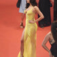 Sparkly Charming Yellow Sequin Long Prom Dresses Sexy Formal Evening Dress fg7552