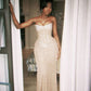 Champagne Strapless Mermaid Prom Dresses Formal Evening Dress  fg7596