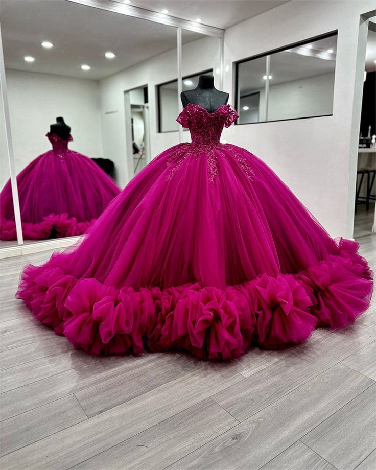 Princess Quinceanera Dresses Tiered Ruffles Appliques Sweet 16 Ball Gowns         fg6307