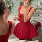 A line red square neck dress sexy party dress Homecoming Dress   fg6136