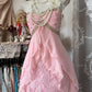 Pink Chiffon Strapless Long Prom Dresses Vintage Formal Evening Dress  fg7591