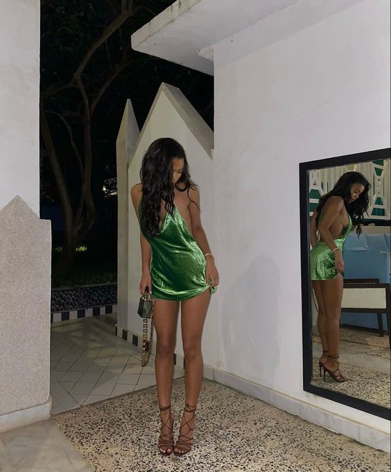 Women Green Short Prom Dress Homecoming Party Dress      fg5506