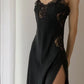 Black Spaghetti Straps Sleeveless Party Prom Dress      fg5928