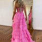 A-Line Sweetheart Neck Lace Chiffon Long Prom Dress, Lace Long Formal Dress     fg5966