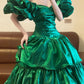 Emerald Green Off Shoulder Long Prom Dresses Vintage Formal Evening Dress  fg7590