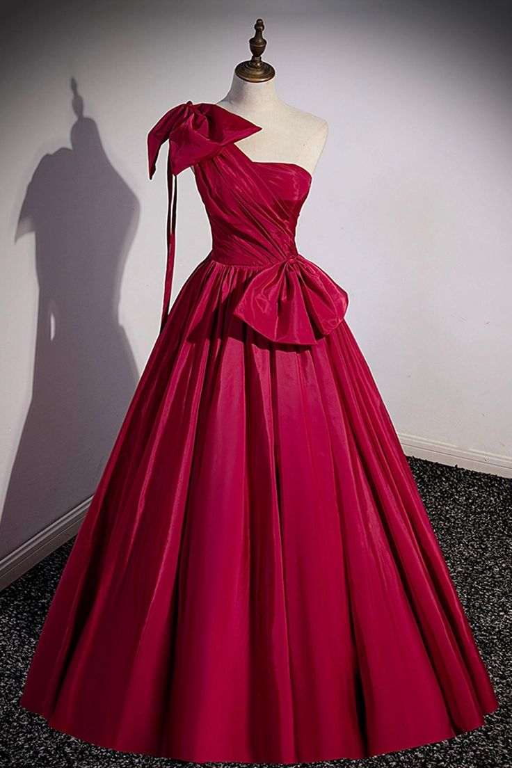 Satin Long Prom Dress, One Shoulder Evening Dress with Bow       fg5893