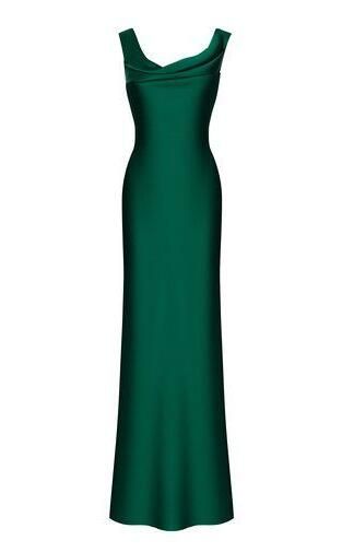 Simple Green Satin Prom Dress     fg5653