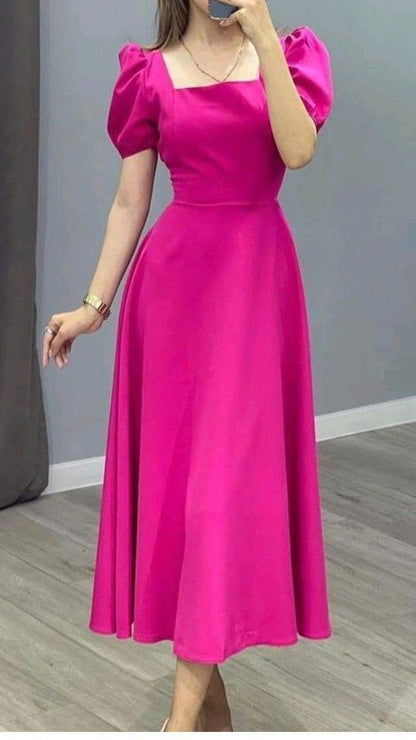 A Line Hot Pink Satin Prom Dress Formal Evening Dress           fg6324