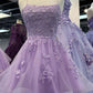 Light  Purple Straps Tulle with Lace Party Dress, Light Purple Homecoming Dress     fg6037