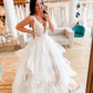 Elegant V Neck Tulle Prom Dresses, Princess Long Wedding Dresses         fg5674