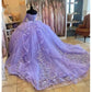 Lilac Quinceanera Dresses Long Sleeve 3D Flowers Appliques Lace-Up Prom Sweet 16 Princess Dresse Vestidos De 15 Anos        fg5694